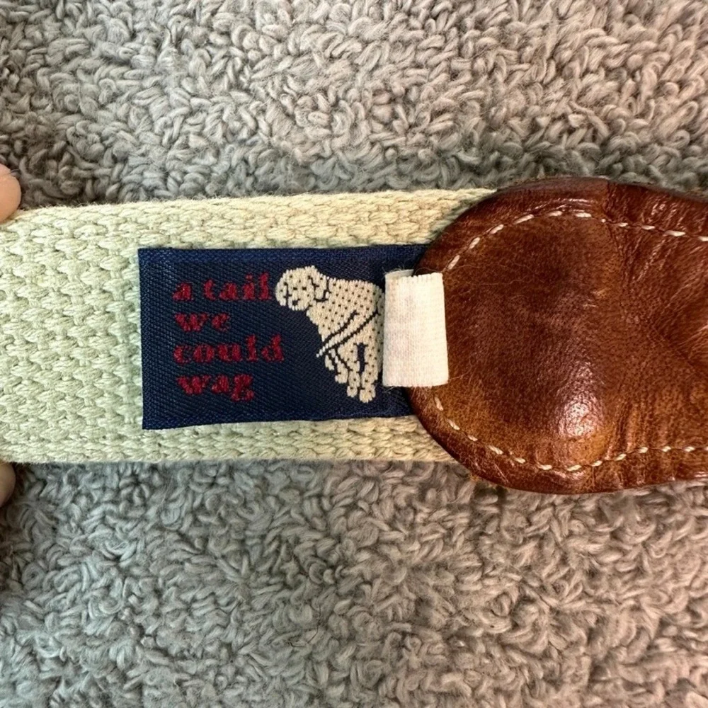 A Tail We Could Wag Belt Mens 36 Woven Mayan Sun Red Leather Brass Buckle Italy